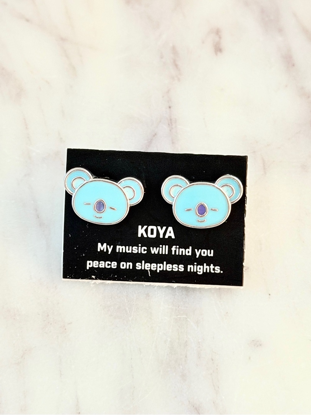 🐨 BTS BT21 Koya Blue Koala Enamel Stud Earrings 💜